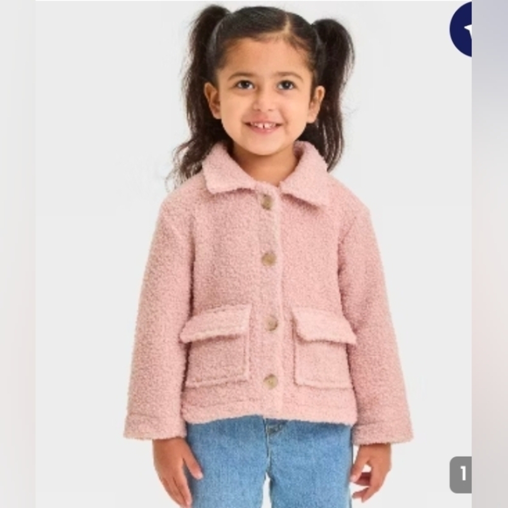 Cat & Jack Toddler Girls' Faux Shearling Jacket  Pink Size 12M
